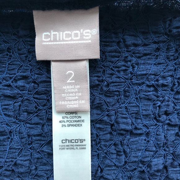 Chico’s Navy Crepe Tunic w/ flattering 3/4 sleeve - Picture 6 of 7